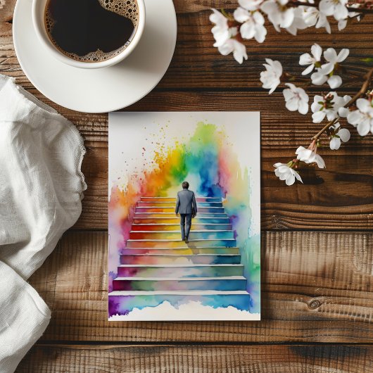 Männliche Regenbogentreppen kommen raus Einladung