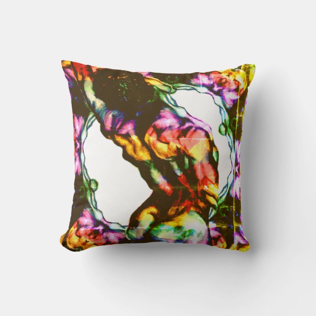 Männliche Retro Regenbogenfarben werfen Kissen (Vorderseite)