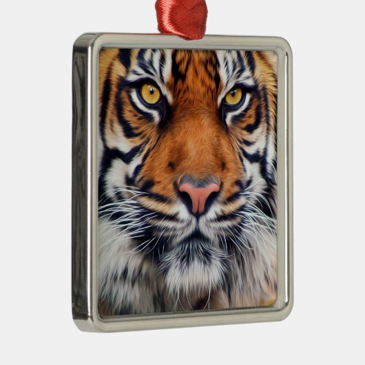 Männliche sibirischer Tiger-Farben-Fotografie Silbernes Ornament (Rechts)