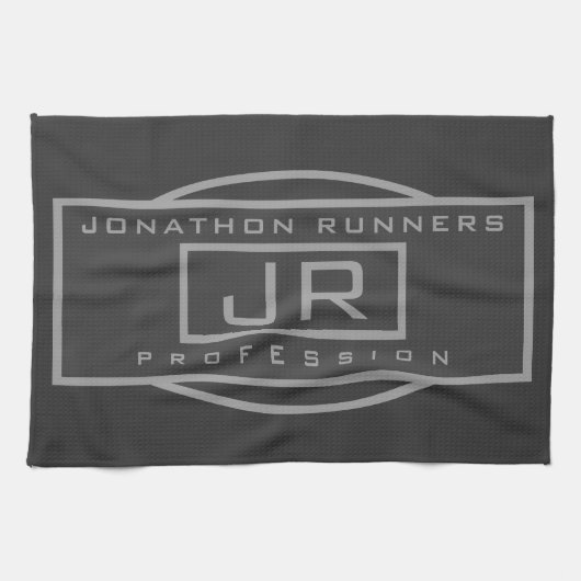 Männliche Sporty Geometric Gray & Dark Grays Geschirrtuch (Horizontal)