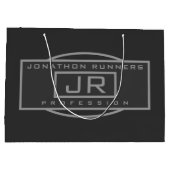 Männliche Sporty Geometric Gray & Dark Grays Große Geschenktüte (Rückseite)