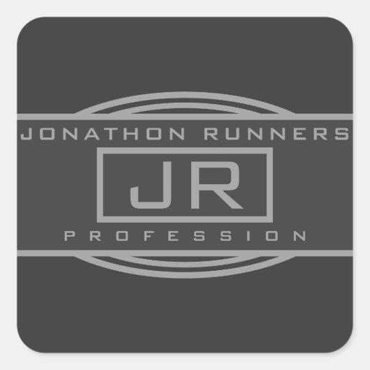 Männliche Sporty Geometric Gray & Dark Grays Quadratischer Aufkleber (Vorderseite)