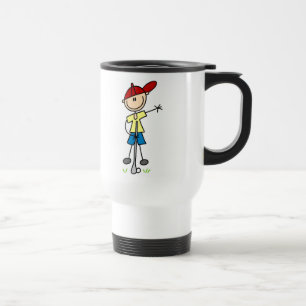Männliche Stockfigur-Golfer Reisebecher