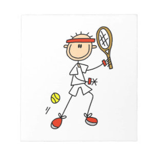 Männliche Stockfigur Tennisspieler Notizblock