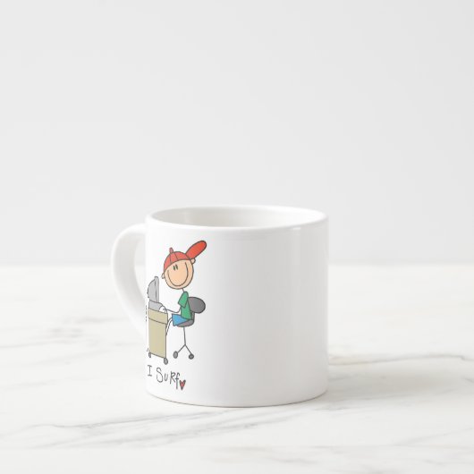 Männliche Stockfigur Web-Surfer Espressotasse (Vorderseite Links)