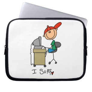 Männliche Stockfigur Web-Surfer Laptopschutzhülle