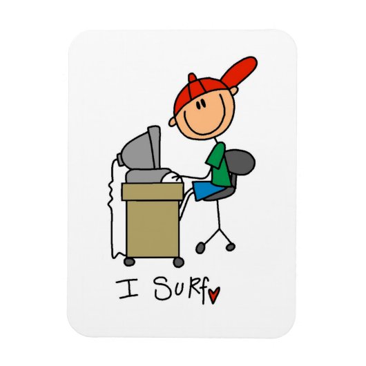 Männliche Stockfigur Web-Surfer Magnet (Vertikal)