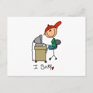 Männliche Stockfigur Web-Surfer Postkarte