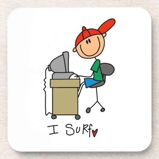 Männliche Stockfigur Web-Surfer Untersetzer (Vorderseite)