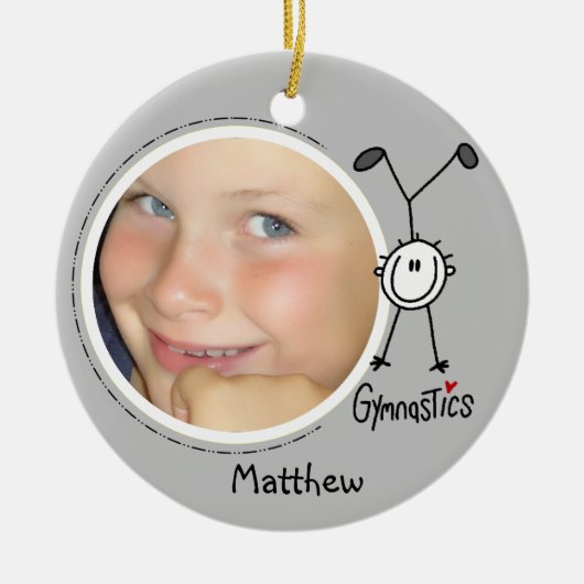 Männliche Strichmännchen-Gymnastik-Verzierung Keramik Ornament (Vorne)