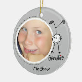 Männliche Strichmännchen-Gymnastik-Verzierung Keramik Ornament (Links)