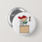 Männliche Strichmännchen-Kochfigur Button (Vorne & Hinten)