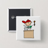 Männliche Strichmännchen-Kochfigur Button (Vorne & Hinten)
