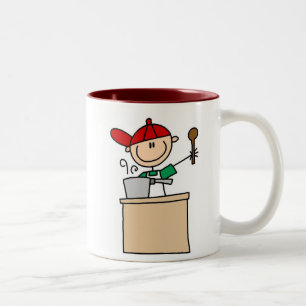 Männliche Strichmännchen-Kochfigur Zweifarbige Tasse