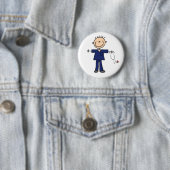 Männliche Strichmännchen-Krankenschwester - Blau Button (Beispiel)
