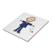 Männliche Strichmännchen-Krankenschwester - Blau Fliese (Seite)
