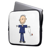 Männliche Strichmännchen-Krankenschwester - Blau Laptopschutzhülle (Vorderseite Links)