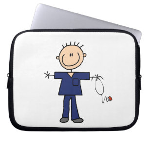 Männliche Strichmännchen-Krankenschwester - Blau Laptopschutzhülle