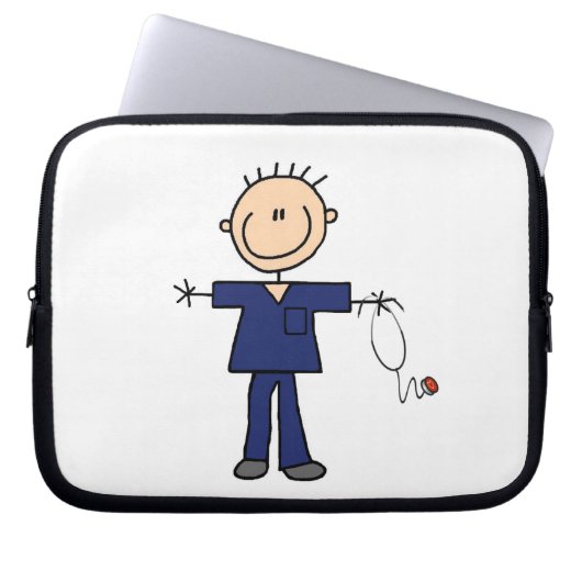 Männliche Strichmännchen-Krankenschwester - Blau Laptopschutzhülle (Vorderseite)