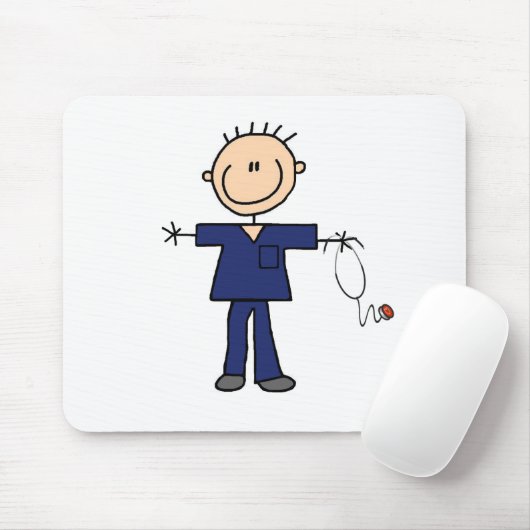 Männliche Strichmännchen-Krankenschwester - Blau Mousepad (Mit Mouse)