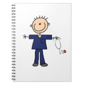 Männliche Strichmännchen-Krankenschwester - Blau Notizblock (Vorderseite)