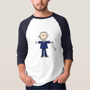Männliche Strichmännchen-Krankenschwester - Blau T-Shirt