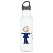 Männliche Strichmännchen-Krankenschwester - Blau Trinkflasche (Vorderseite)