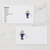Männliche Strichmännchen-Krankenschwester - Blau Visitenkarte (Vorne/Hinten)