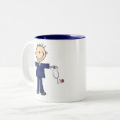 Männliche Strichmännchen-Krankenschwester - Blau Zweifarbige Tasse (Vorderseite Links)