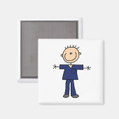Männliche Strichmännchen-Krankenschwester - Blauer Magnet (Vorderseite/Rückseite)