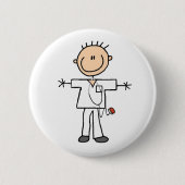 Männliche Strichmännchen-Krankenschwester Button (Vorderseite)