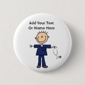 Männliche Strichmännchen-Krankenschwester-HilfsT - Button (Vorderseite)