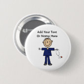 Männliche Strichmännchen-Krankenschwester-HilfsT - Button (Vorne & Hinten)