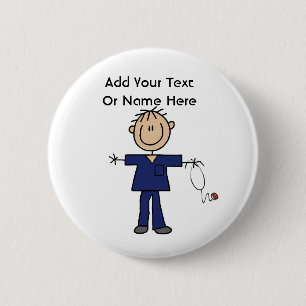 Männliche Strichmännchen-Krankenschwester-HilfsT Button