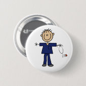 Männliche Strichmännchen-Krankenschwester mittelhe Button (Vorne & Hinten)