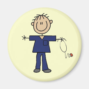 Männliche Strichmännchen-Krankenschwester mittelhe Magnet