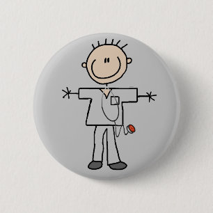 Männliche Strichmännchen-Krankenschwester-T-Shir Button
