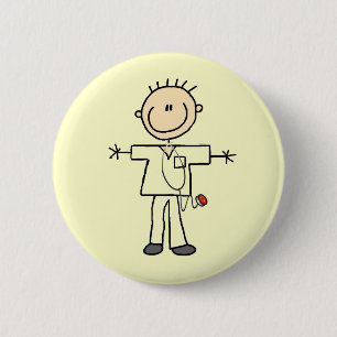 Männliche Strichmännchen-Krankenschwester-T-Shirts Button