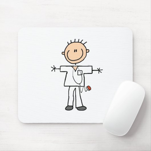 Männliche Strichmännchen-Krankenschwester-T-Shirts Mousepad (Mit Mouse)
