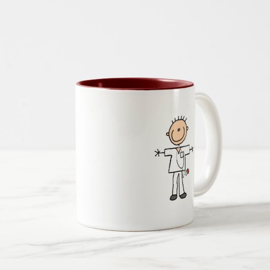 Männliche Strichmännchen-Krankenschwester-T-Shirts Zweifarbige Tasse (VorderseiteRechts)