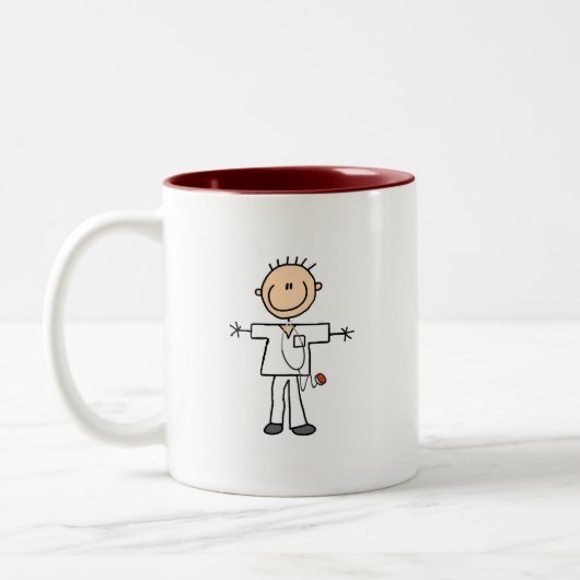 Männliche Strichmännchen-Krankenschwester-T-Shirts Zweifarbige Tasse (Links)