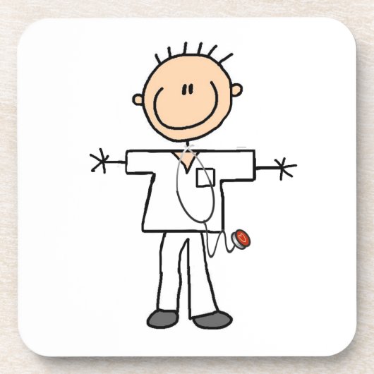Männliche Strichmännchen-Krankenschwester Untersetzer (Vorderseite)