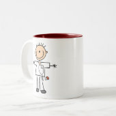 Männliche Strichmännchen-Krankenschwester Zweifarbige Tasse (Vorderseite Links)