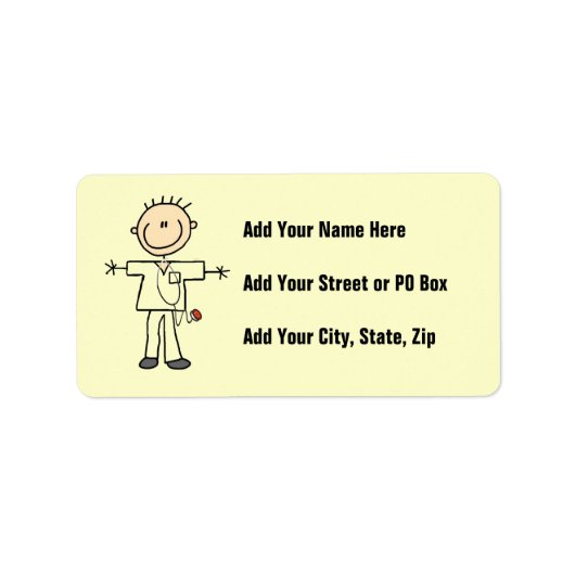 Männliche Strichmännchen Nurse Adressaufkleber (Vorne)