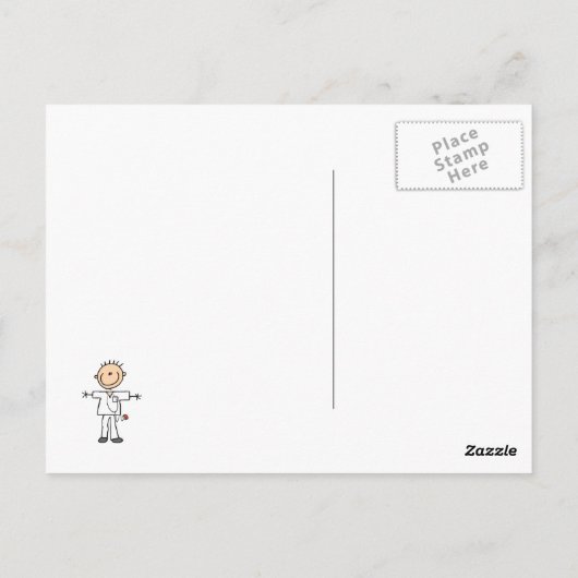 Männliche Strichmännchen Nurse Postkarte (Rückseite)