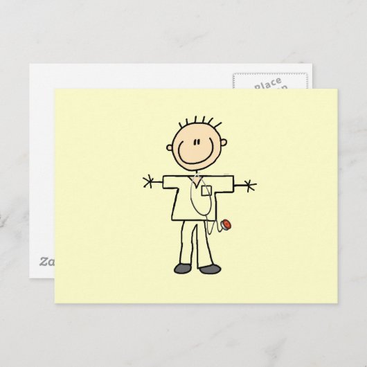 Männliche Strichmännchen Nurse Tshirts und Geschen Postkarte (Vorne/Hinten)