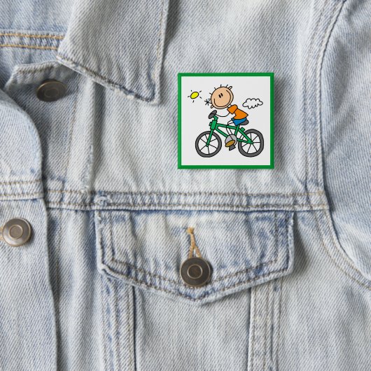 Männliche Strichmännchen-Radfahrert-shirts und Button (Beispiel)