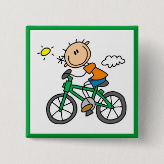 Männliche Strichmännchen-Radfahrert-shirts und Button