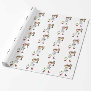 Männliche Strichmännchen-Tennisspieler Geschenkpapier