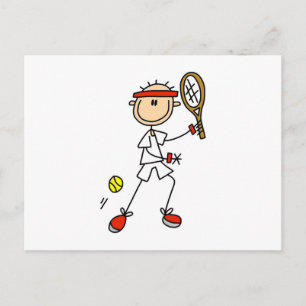 Männliche Strichmännchen-Tennisspieler Postkarte